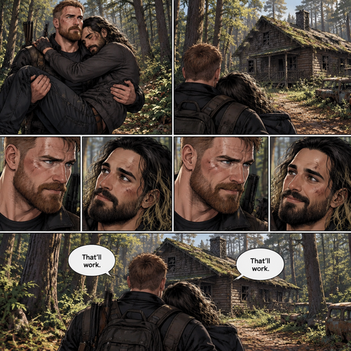 (Part 5). Still in the zombie apocalypse. Jon Moxley was walking in the woods while Holding Seth Rollins in his arms after emotional reunion near the river. Seth was resting his head on Jon’s shoulder while holding on. Jon looked ahead and he sees an abandoned Cabin. Seth Sees it too. Jon and Seth looked at each other,Then they looked back at the cabin. “That’ll work” Jon and Seth said in unison