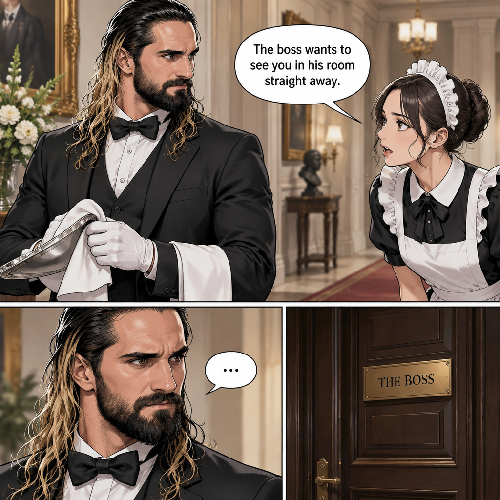 Seth Rollins was working as a butler at a mansion,Then one of the maids walked up to him. “The boss wants to see you in his room straight away” Said the maid