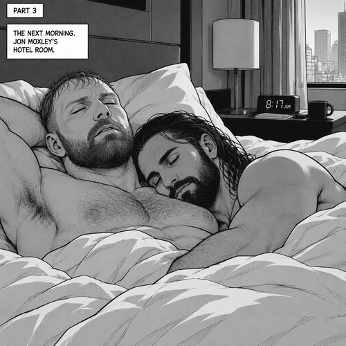 (Part 3). Still in Jon Moxley’s hotel room. The next morning,Jon Moxley and Seth Rollins were asleep after last night’s activity