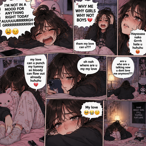 I’m not in a mood for anything right today auuuuuuuurrrrgh grrrrrrrrrrrrrh😫😔 why me why girls why not boys them my love can u??? Hayssssss nako grrrh hate u huhuhu my love can u punch my tummy so bloody can flow out already huhuhu oh noh where are u my my love are u who are u talking now u dont love me anymore??? My love🥹😭🤨