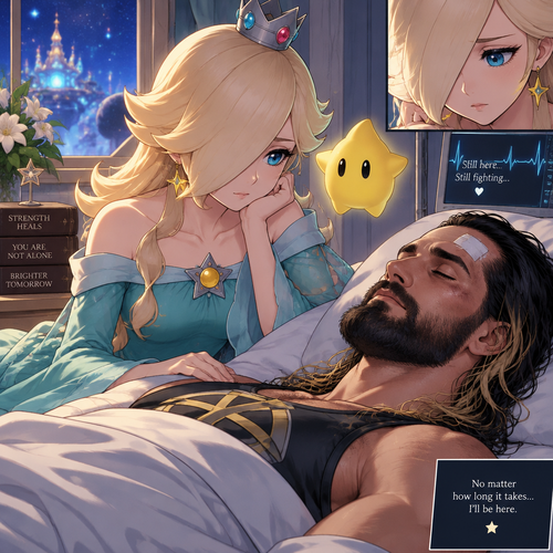 (Part 3 of the Seth Rollins x Princess Rosalina story). The next day,Seth was still unconscious,Rosalina was watching over him