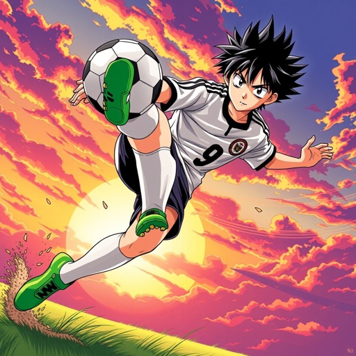 Soccer player. Two legs. Number 9. Name:Yusuke Kenji