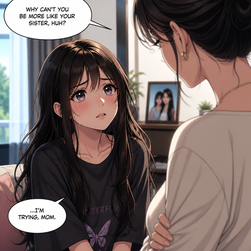 She’s looking at her mom in the picture sad
