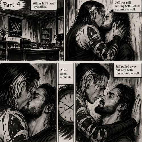 (Part 4 of the Vampire x human story). Still in Jeff Hardy’s office. Jeff was still Kissing Seth Rollins against the wall. After about a minute,Jeff pulled away but kept Seth pinned to the wall