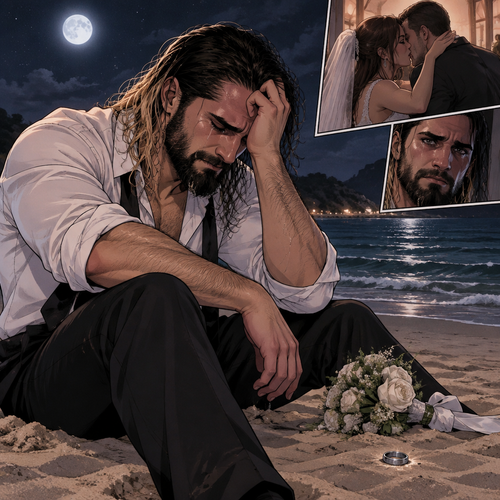 Seth Rollins was on a beach alone at night crying. He was about to be married today….but he caught the bride cheating on him with his best friend