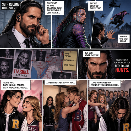 Seth Rollins is a secret agent,For years he was tracking down the nefarious Jeff Hardy…But he escaped every time.Years ago back in high school Seth had a girlfriend…then she cheated on him and humiliated him front of the entire school
