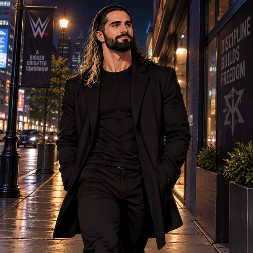 Seth Rollins was having a stroll down the street at night