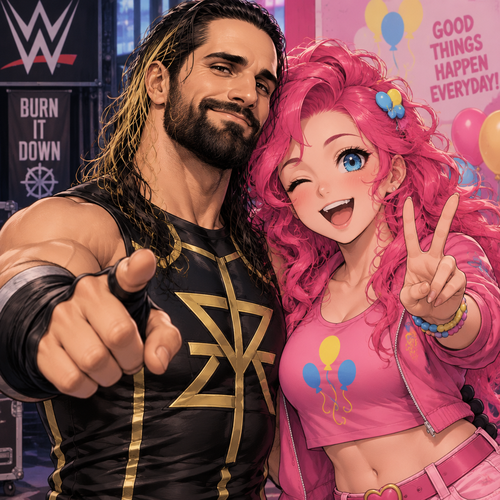 Seth Rollins and Pinkie Pie (As a human)