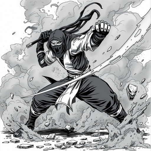 Ryu hyabussa mixed with mortal Kombat smoke design layout
