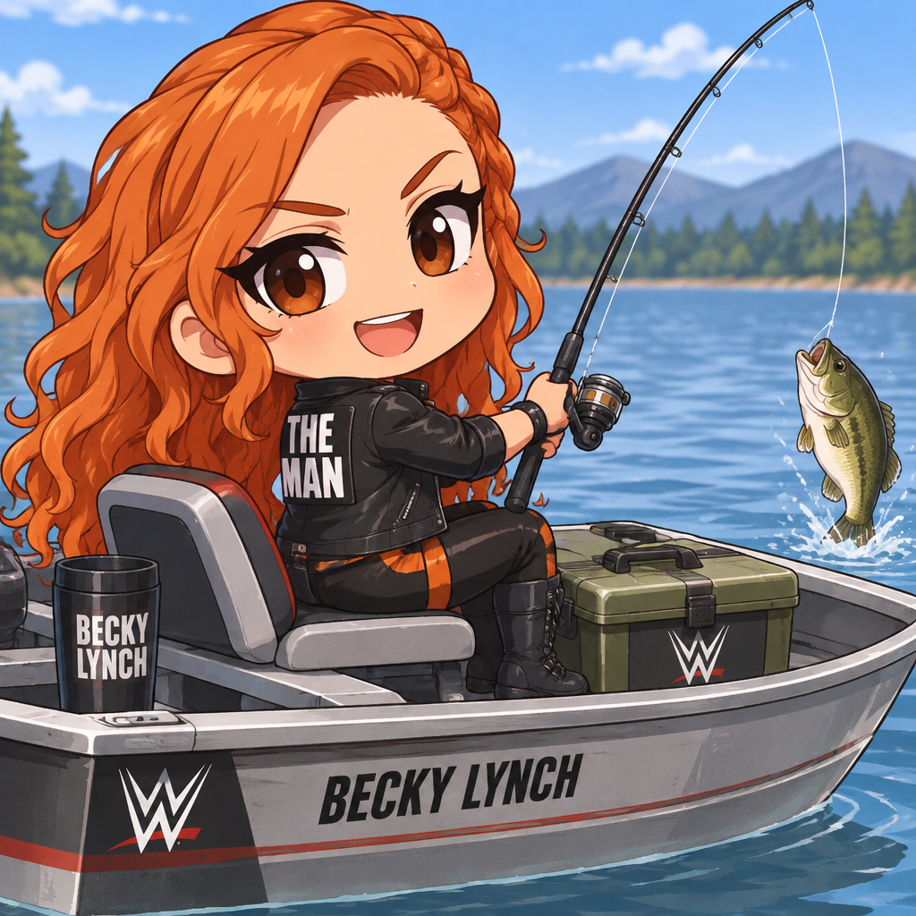 Becky Lynch is in a fishing boat