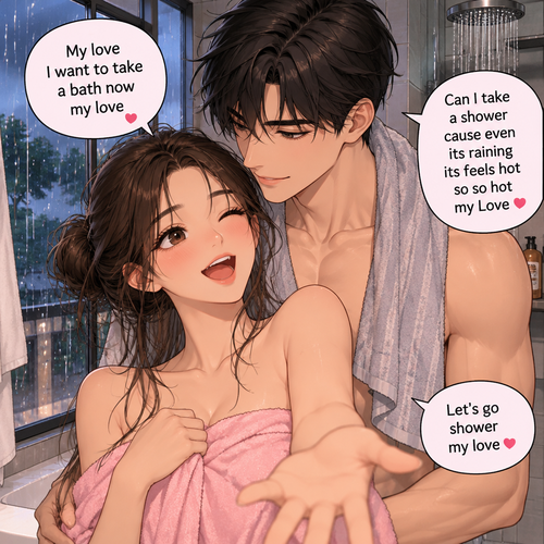 My love I want to take a bath now my love can I take a shower cause even its raining its feels hot so so hot my Love let’s go shower my love 
