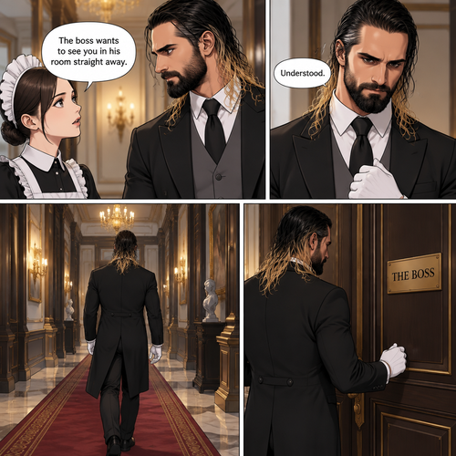 Seth Rollins was working as a butler at a mansion,Then one of the maids walked up to him. “The boss wants to see you in his room straight away” Said the maid.Seth nods in response,He walks to the The boss’s Room