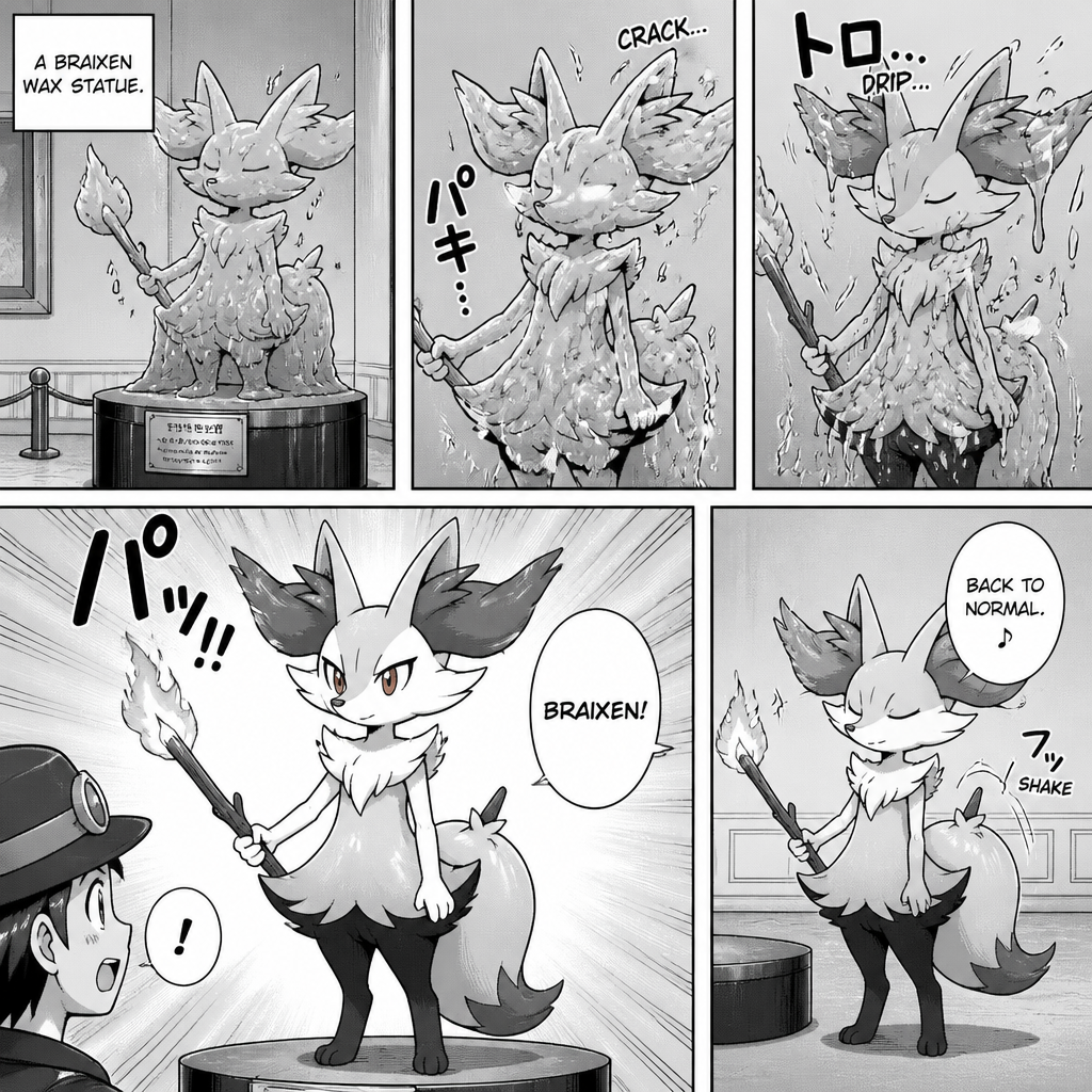Braixen wax statue turn into normal