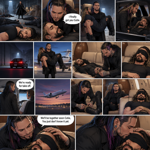 (Previously) Seth Rollins (A secret agent) and his team of agents had tracked down the nefarious Jeff Hardy to a warehouse…Only for it to be a trap,Knock out gas was released,All the agents coughed and lost consciousness,Jeff walked to the unconscious Seth and said “I finally got you Cutie”,He lifted Seth in his arms and put him in the passenger seat in his car and Drove away. (Now onto part 2). They arrived at some sort of airstrip,Jeff got out of the car,Walked to the passenger seat,Lifted the unconscious Seth in his arms again and walked to the jet. He got in and laid Seth down on the sofa in the jet. He then tied his wrists with rope,Then he blindfolded him. He got up and walked to the pilot. “We’re ready for take off” Said Jeff. The plane took off. Jeff sat back down,Then he realized that Seth’s probably gonna start kicking at him when he wakes up,So he Tied Seth’s ankles with rope. After Jeff was done he sat back down and relaxed. He looked at Seth and gently stroked his head. “We’ll be together soon Cutie,You just don’t know it yet” Jeff Whispered. He gently kissed Seth’s forehead. (End of part 2)