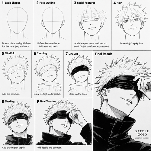 GOJO by step by step drawing

