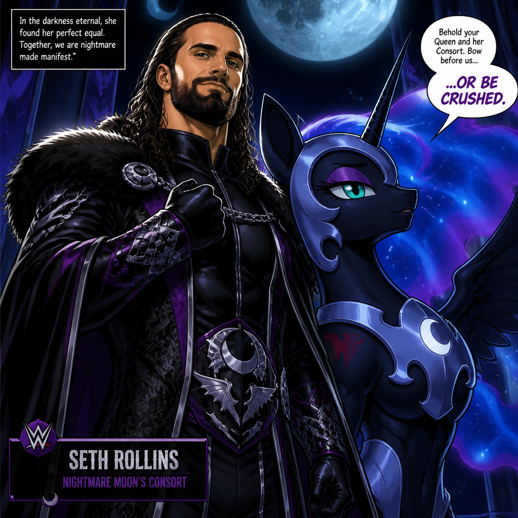 WWE superstar Seth Rollins as Nightmare moon’s consort