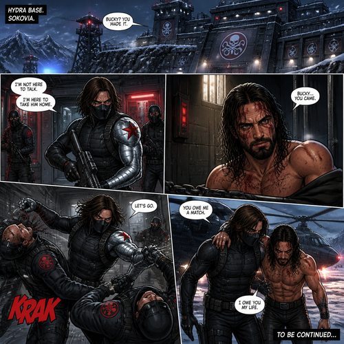 The winter soldier rescuing Seth Rollins after he was kidnapped by Hydra