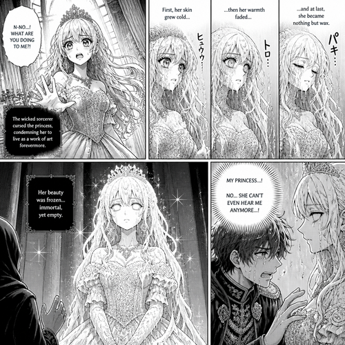 A princess turn into wax statue 