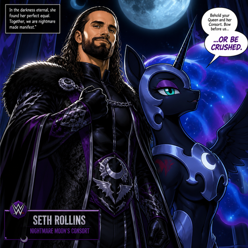 WWE superstar Seth Rollins as Nightmare moon’s consort