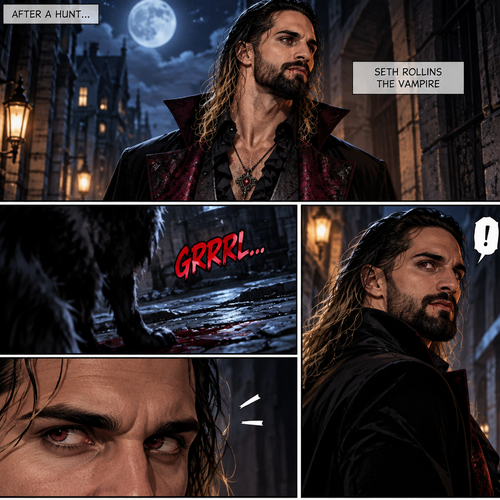 (Part 1 of the Werewolf x Vampire story). Seth Rollins (The Vampire) was out on a stroll after a hunt,Then…he heard a growl. He turned around