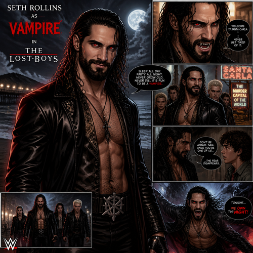 WWE Superstar Seth Rollins as a Vampire in The lost boys (Movie)
