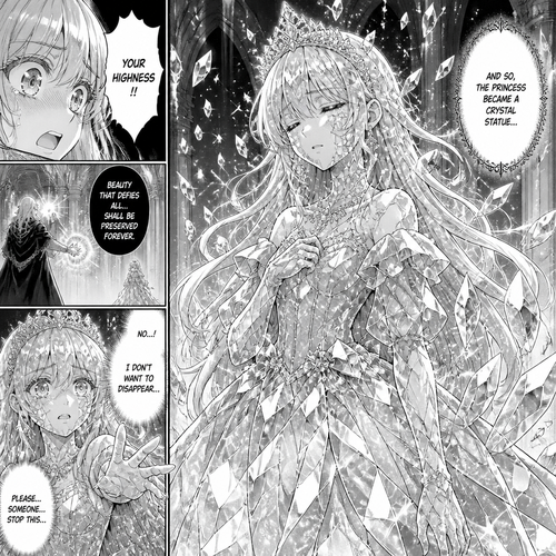 A princess turn into crystal statue 