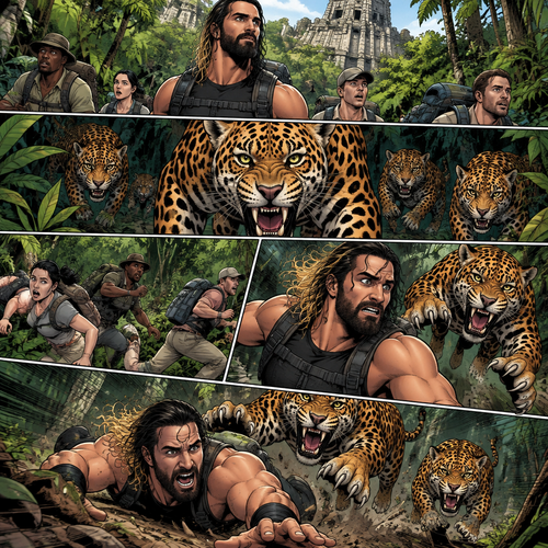 Seth Rollins was exploring a jungle with a group,Then….a group of jaguars appeared. Everyone scattered. Some of the jaguars went after Seth