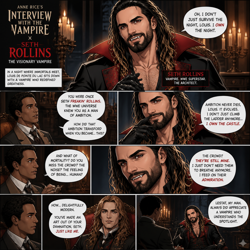 WWE Superstar Seth Rollins as a vampire in interview with a vampire (Tv show)
