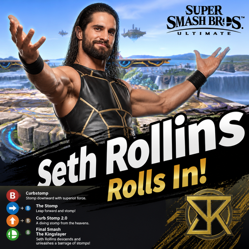 WWE superstar Seth Rollins in super smash bros Ultimate