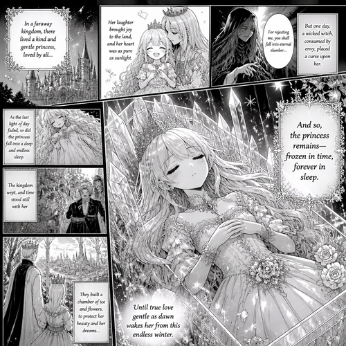 A princess frozen in time forever in sleep story 