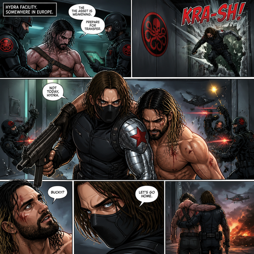 The Winter soldier is rescuing Seth Rollins after he got captured by Hydra