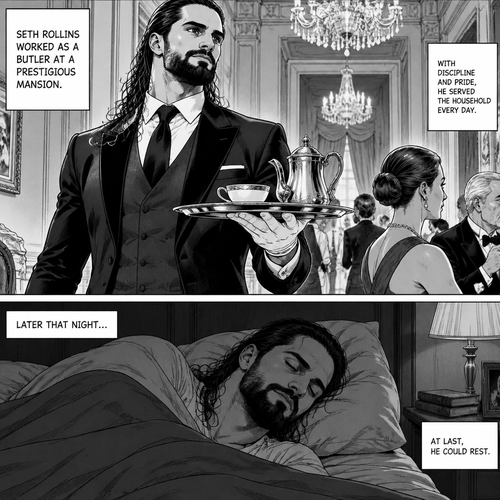 Seth Rollins was working as a butler at a mansion,Later that night He was asleep in his room
