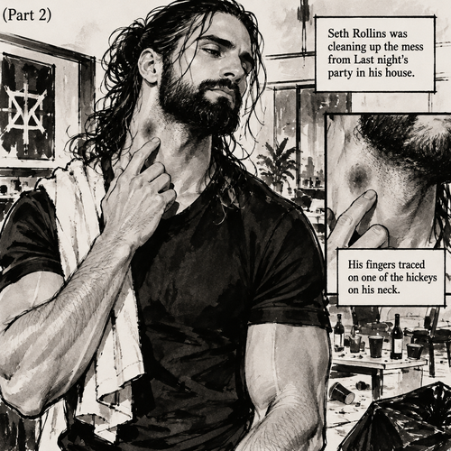 (Part 2) Seth Rollins was cleaning up the mess from Last night’s party in his house. His fingers traced on one of the hickeys on his neck