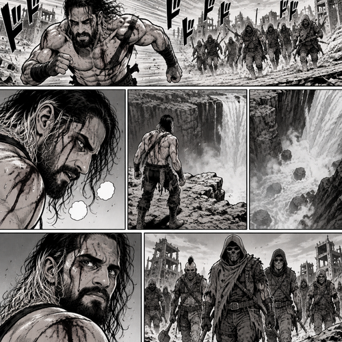 It’s a post apocalyptic world,Seth Rollins was on the run from bandits.He was badly injured but he kept running,running….then….He came across a cliff near a waterfall.The bandits were behind him,He slowly backed up till he was at the edge of the cliff.He looked at the bottom…and then he looked back at the bandits,They were slowly walking towards him
