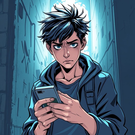 A 19 year old David receives a phone call looking worried 
