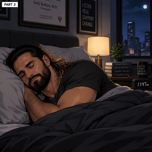 (Part 3) It’s nighttime,Seth Rollins(Psychiatrist) was asleep in his bed