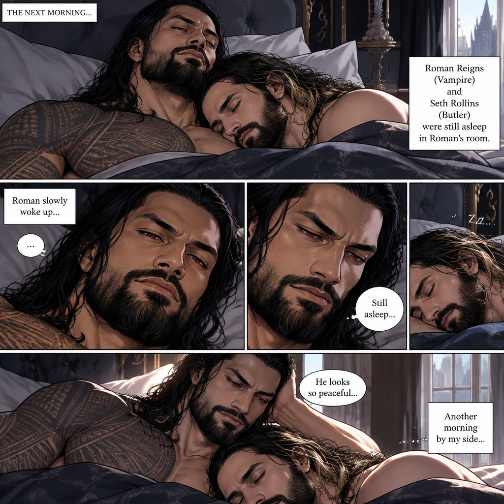 (Part 3 of the Vampire x Butler story). The next morning,Roman Reigns (Vampire) and Seth Rollins (Butler) were still asleep in Roman’s room. Roman slowly woke up