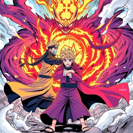 Naruto’s parents protecting him from nine tails