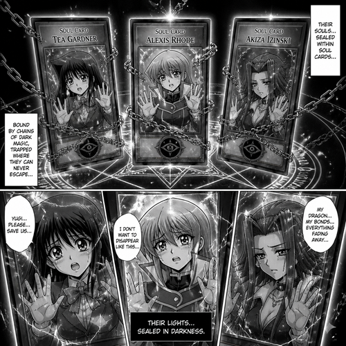 Tea gardner, alexis rhode and akiza izinski their souls are sealed in soul cards 