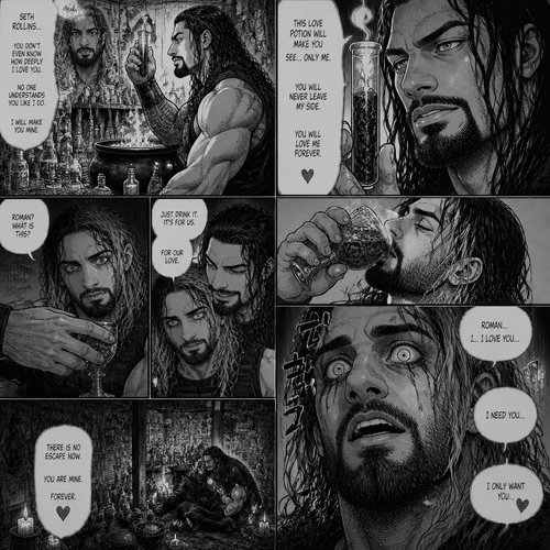 Roman Reigns is obsessed with Seth Rollins so he creates a love potion in a secret laboratory and makes him drink it
