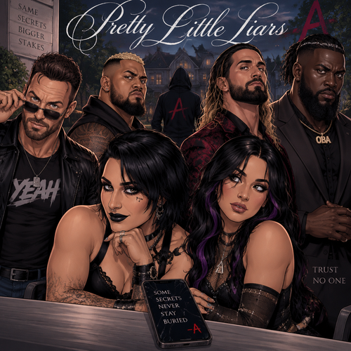 LA Knight,Solo Sikoa,Seth Rollins,Oba Femi,Rhea Ripley and Ari Stone (My wrestler oc) in Pretty Little Liars 