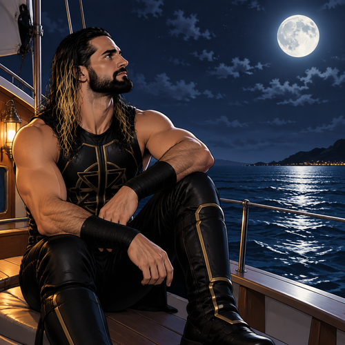 Seth Rollins was alone on a boat at night,He looked at the moon