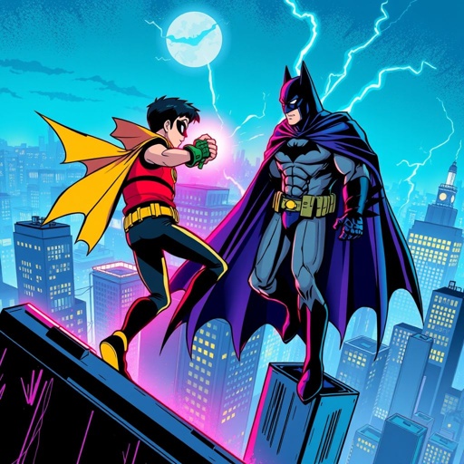 Teen titans robin fighting batman