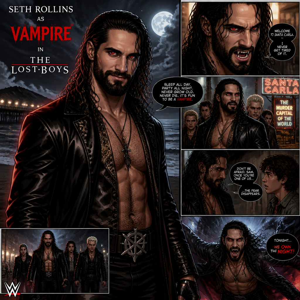 WWE Superstar Seth Rollins as a Vampire in The lost boys (Movie)