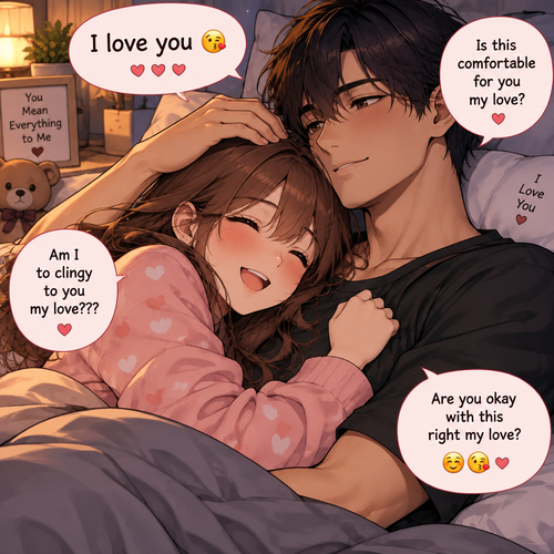  much better warmth and comfort I love you 😘 is this comfortable for you my love am I to clingy to you my love??? Are you okay with this right my love 😊😘