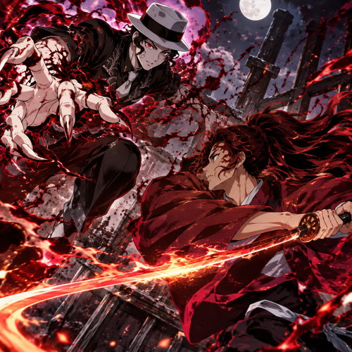 In Demon, slayer yoriichi under Muza, both are fighting your you are not generating correctly. Your generating like I want version Alpha of Muza, keeping cap and he wearing his original dress that I want I no need Cortana for Muza. I want only Cortana for.yoriichi okay generate
