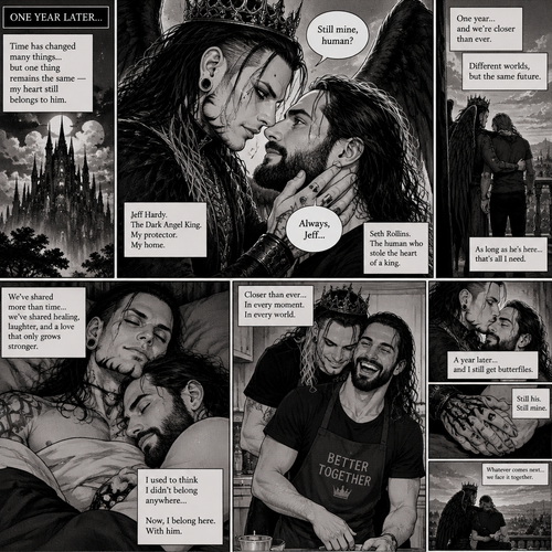 (Part 4 of the dark angel X human story). 1 year had passed,Jeff Hardy (The dark angel king) and Seth Rollins are more closer than ever