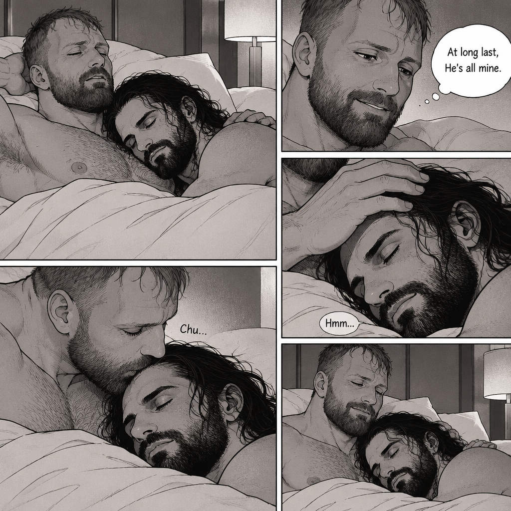 (Part 3). Still in Jon Moxley’s hotel room. Jon Moxley and Seth Rollins were asleep after last night’s activity. Jon slowly woke up,he looked down at Seth who was still asleep. Jon smiled,then he gently stroked Seth’s head. “At long last,He’s all mine” Jon thought to himself. He gently kissed Seth’s forehead. Seth hummed softly in his sleep