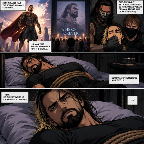 (Part 2 of an Ambrolleigns story) Seth Rollins was the son of a famous superhero who sacrificed himself for the world,He had just been kidnapped by two masked villains (Roman Reigns and Dean Ambrose). Seth was unconscious and tied up,Then he slowly woke up on some sort of bed