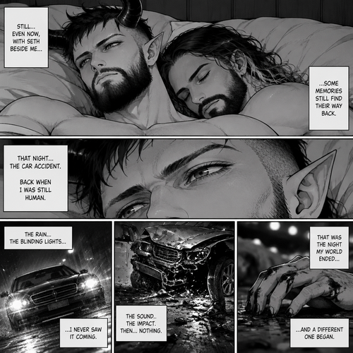 (Part 5 of the Demon King x human story) Finn Bálor (The demon king) and Seth Rollins were still relaxing in bed. Finn thought about the night of the car accident (Back when he was a human) 